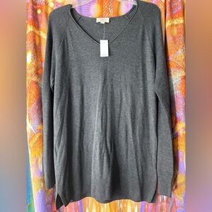 LOFT Dark Gray V-Neck Comfy Sweater NWT🩶